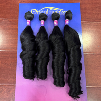 Extensions de Cheveux Humains Semi-Naturels Ondulés Effet Bouncy, Paquets Mixtes Synthétiques