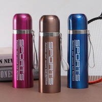 Tasse isotherme en acier inoxydable avec cordon, motif lettre, pour bureau, cadeaux promotionnels d'usine, logo personnalisé, école, sports de plein air, sous vide
