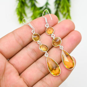 Pendientes de Plata de Ley con Piedras Preciosas de Corte Esmeralda Estilo Bohemio para Mujer, Joyería para Regalo de Fiesta - Product Image 4