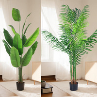 Planta Verde de Simulación Grande para Sala de Estar Decoración de Interiores Hoja de Monstera Plátano Árbol Artificial en Maceta Palma de Areca