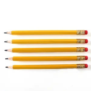 Logo personnalisé taille jumbo en bois crayon jaune de haute qualité crayon à mine hb lapizes no #2 crayons avec gomme