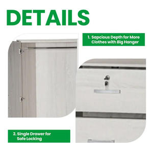 Armoire de haute qualité en contreplaqué de chêne blanc/foncé Armoire de rangement spacieuse Miroir de maquillage Meubles de chambre à coucher pour appartements Villas - Product Image 4