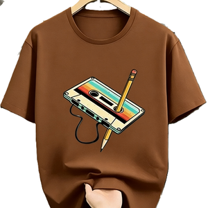 <span class=keywords><strong>T</strong></span>-<span class=keywords><strong>shirt</strong></span> graphique rétro avec cassette et crayon, années 80, années 90, nostalgie, musique <span class=keywords><strong>vintage</strong></span> - Product Image 3