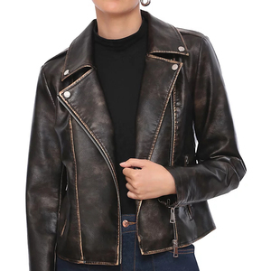 Fabricante de Chaquetas de Cuero Personalizadas, Chaqueta de Cuero Vintage de Lujo con Cierre para Mujer, Chaqueta Negra Encerada para Damas - Product Image 6