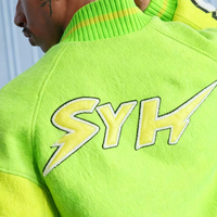 Patchs en chenille personnalisés, broderie élégante, manches en laine verte, patch pour homme, logo brodé, rouge, hip-hop, veste universitaire