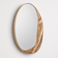 Miroir mural en marbre naturel biologique de luxe avec bordure en or champagne pour la décoration intérieure design