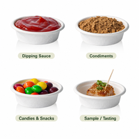 Bol en bagasse blanc personnalisé avec logo, petit, jetable, écologique, biodégradable, en vrac, pour sauces et snacks