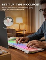 Ensemble clavier et souris ergonomique RVB pleine taille, sans fil 2,4 GHz, rechargeable, prêt à être livré