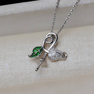 Wenchi - Soporte para Collar con Colgante de Rosa de Plata de Ley S925, Accesorio DIY para el Cabello Femenino, Acero Inoxidable, Perla de 8-13 mm, 13407, China - Product Image 3