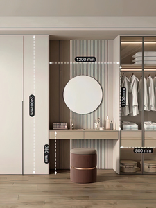 Set Armadio e Toeletta in Legno Massello Bianco di Lusso Moderno Personalizzato per Appartamenti e Camere d'Ospedale con Spazio di Archiviazione Salvaspazio - Product Image 6