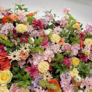 Mur de fleurs artificielles en soie personnalisé DKB, rouleau coloré de 2,4 m x 2,4 m de haute qualité pour mariage, Thanksgiving, Pâques - Product Image 4