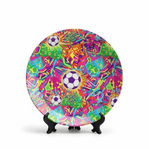 จานเมลามีนลายฟุตบอลทรงกลมแบบเป็นมิตรกับสิ่งแวดล้อมพร้อมโลโก้สั่งทำ สำหรับงานวันเกิดและงานปาร์ตี้วันแข่งขันฟุตบอลปี 2026 - Product Image 3