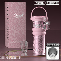 Nouvelle tasse isotherme sous vide en acier inoxydable moderne de grande valeur, 900 ml, avec paille, grande capacité, pour voiture, café, retour à l'école, coffret cadeau de luxe
