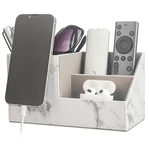 Pu Leather Stationery Supplier Desktop Multifunction Storage Box Organize Pen Holder,Business Name Cards Remote Control Holder