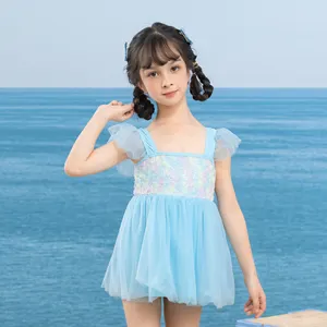 Floral Kids Swimsuit Dress 2024 With Skirt For Girls Baby Toddler Summer Swimwear Beachwear Ruffles 1 Piece OEM Custom