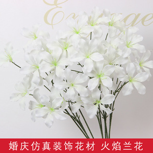 Fleur d'orchidée artificielle à flamme unique, branche en soie, décoration de mariage, 3 têtes - Product Image 3