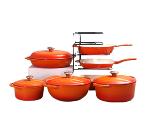 Ensemble de casseroles en <span class=keywords><strong>fonte</strong></span> <span class=keywords><strong>émaillée</strong></span> multifonctionnel, antiadhésif, 7 pièces, compatible four, lave-vaisselle, grande capacité, ensemble de friture - Product Image 4