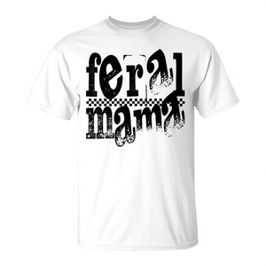 T-shirt Feral Mama, design sarcastique sur le thème de la maternité, blanc, taille adulte unisexe - Product Image 2