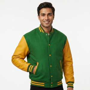 Streetwear Custom Waterproof <b>Fur</b> Trim Men's Baseball Varsity Jacket with Embroidery and Cotton Material - Product Image 1