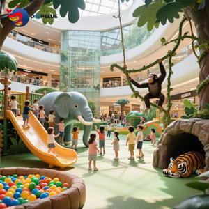 สนามเด็กเล่นในร่มพร้อมสไลเดอร์สำหรับเด็กลายการ์ตูนรูปสัตว์ป่าดีไซน์ตามต้องการ - Product Image 1