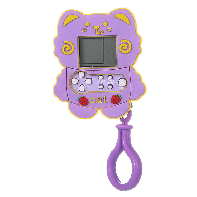 Creative Cartoon Mini Cute Handheld Rabbit Kitten Game Player Palm Game Console Pendant Keychain Novelty Gift for Kids