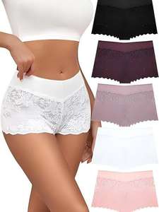 Al por mayor: Bragas tipo boy shorts <span class=keywords><strong>de</strong></span> cintura alta para mujer, <span class=keywords><strong>de</strong></span> punto con <span class=keywords><strong>encaje</strong></span> floral, sexys y atrevidas, transpirables, ecológicas, con cintura elástica - Product Image 1