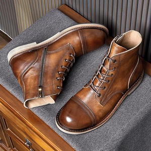 Botas de Cuero Genuino de Caña Alta con Suela Gruesa, Botas de Invierno de Cuero Suave, Estilo Británico Retro Clásico, Botas de Piel de Vacuno de Primera Calidad - Product Image 4