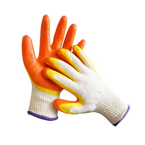 Gants de sécurité enduits de paume double en <span class=keywords><strong>latex</strong></span> jaune orange en coton de calibre 10 - Product Image 3