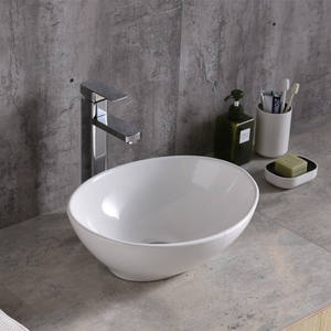 Санитарная посуда белый сосуд верхняя Раковина Овальная столешница ванная комната керамическая художественная умывальник для мытья рук - Product Image 5