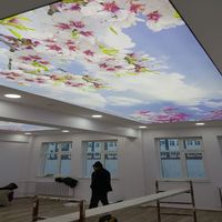 Tissu de plafond tendu en PVC décoratif 3D, qualité supérieure MSD, imprimé UV, motif floral pour mariage, fête d'anniversaire