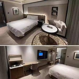 Ensemble de meubles de chambre à coucher d'hôtel d'appartement en bois moderne à bas prix, élégant ensemble de lit king-size, poste de travail, table de chevet, table d'appoint - Product Image 2