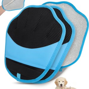 Gants anti-poils pour chiens et chats, nettoyage par électrostatique, gants ménagers en maille bleue - Product Image 1
