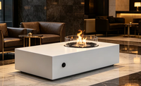 Table de foyer extérieure au gaz de taille personnalisable avec brûleur rectangulaire, foyer au gaz naturel en béton