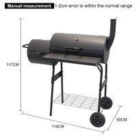 Fumoir à charbon de bois multifonction robuste noir Barbecue Barbecue Grill Fumeur décalé avec cheminée