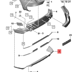 Spoiler pare-chocs arrière pour Porsche <span class=keywords><strong>Cayenne</strong></span> <span class=keywords><strong>2018</strong></span>- 9Y0807834BOK1 - Product Image 1