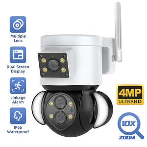 Nouvelle caméra IP CCTV à double capteur 4MP, caméra de sécurité PTZ étanche pour extérieur, avec surveillance WIFI, éclairage de rue - Product Image 2