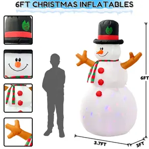 6FT איש שלג מתנפח מהיר קישוט חג המולד עם נורות LED עונת חג המולד קישוטי חצר חיצונית חגיגית