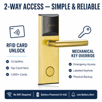 Cerradura Inteligente para Hotel sin Llave, Cerraduras Electrónicas con Tarjeta RFID y Llave, Antirrobo, Duraderas, Impermeables, Pulimentadas