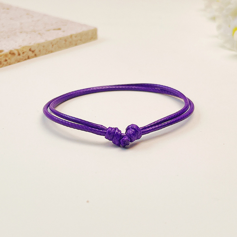 Corda intrecciata a mano in filo di cera viola e blu