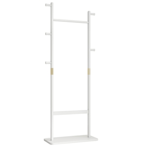Wooden Coat Rack Freestanding, Entryway Garment Rack with Shoe <b>Shelf</b>&Side Hooks, Sturdy Clothes Hanger Stand for Bedroom Hallway - Product Image 5
