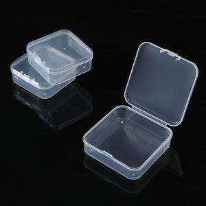 Boîte à bijoux rectangulaire en plastique PP transparent 7x7x2,2 cm avec couvercle pour le rangement et l'organisation - Product Image 2