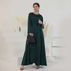 Ballot d'Abayas d'Occasion, Vêtements Islamiques <span class=keywords><strong>Abaya</strong></span> Noire pour Filles et Femmes, Robes Musulmanes Simples et Économiques en Tissu Nida, Couleur Unie de Gros Dubaï - Product Image 3