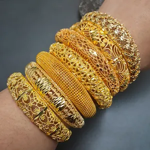 Brazalete de Color dorado para mujer, pulsera etíope de boda de la novia de Dubái, brazalete africano, joyería, pulsera con abalorio, regalos de fiesta