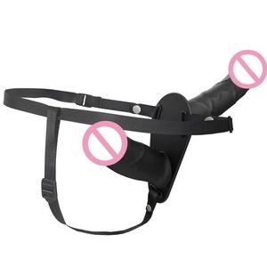 Con pantalones de cuero de doble choque, consolador de silicona, pene sólido, mujer <span class=keywords><strong>homosexual</strong></span> - Product Image 1