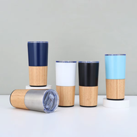 Gobelet isotherme de bureau en acier inoxydable et bambou à double paroi, 20 oz, écologique, avec couvercle, isolation thermique 6-12 heures, résistant à l'ébullition, personnalisable avec logo