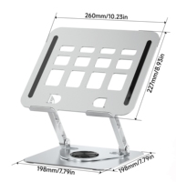 IKATAK nouveau support d'ordinateur portable pliable à hauteur réglable avec base rotative à 360, support d'ordinateur ergonomique pour bureau