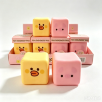 Jouet Squishy Carré en Forme de Cochon et Canard, Jouet Sensoriel Anti-Stress en Forme d'Animal de Dessin Animé, Vente en Gros, Boîte de Présentation de 12 Pièces
