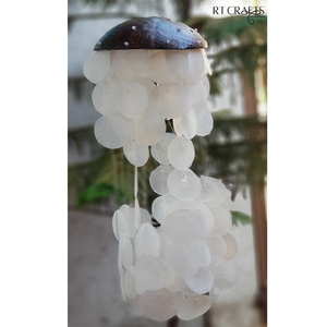 Carillons artisanaux Offre Spéciale naturels, carillons de vent en coquillage Capiz naturel, carillons de vent en plein air, cloche de vent de jardin - Product Image 3