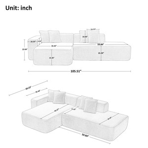 Compressed L Shaped Sofa in a Box European Warehouse Quick Ship Modular Corner Couch Foam Filling No Assembly Living Room Use - Product Image 6