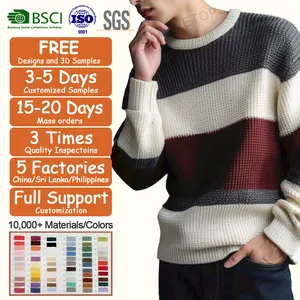 2023 OEM Men Sweater Knit Round Neck Curling Color Matching Slim Casual Warm Knitted Pullovers Basic Public Wild Youth